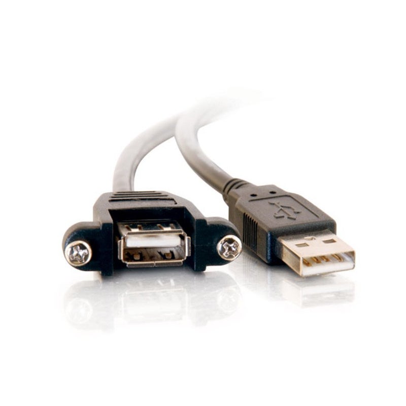 C2G USB Cable, USB Panel Mount, USB 2.0 Cable, USB A to A Cable, 3 Feet (0.91 Meters), Black, Cables to Go 28064 - Image 3